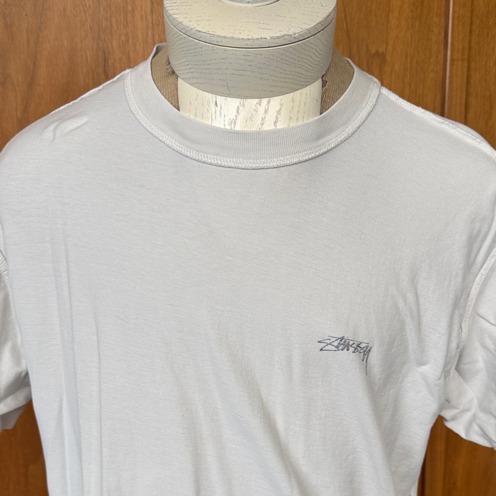 Stussy White Short-Sleeve Crewneck Tee with Small Logo